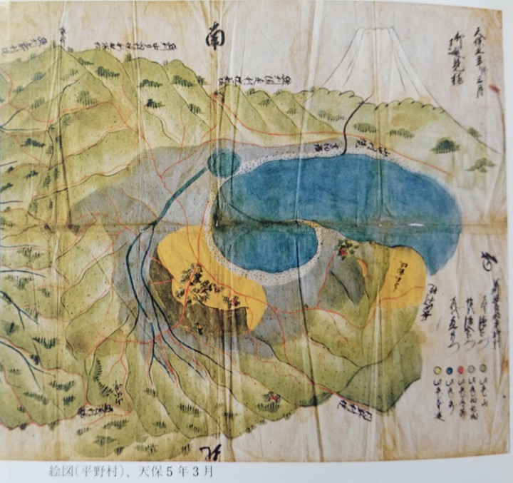 【歴史】江戸時代後期1834年（天保5年）の山中湖の絵図