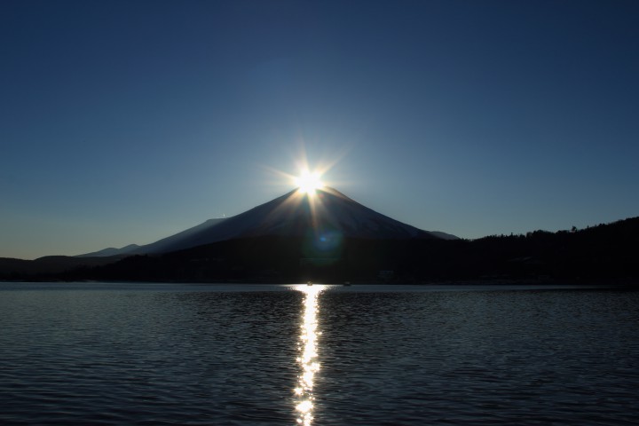 山中湖はダイヤモンド富士WEEKです。