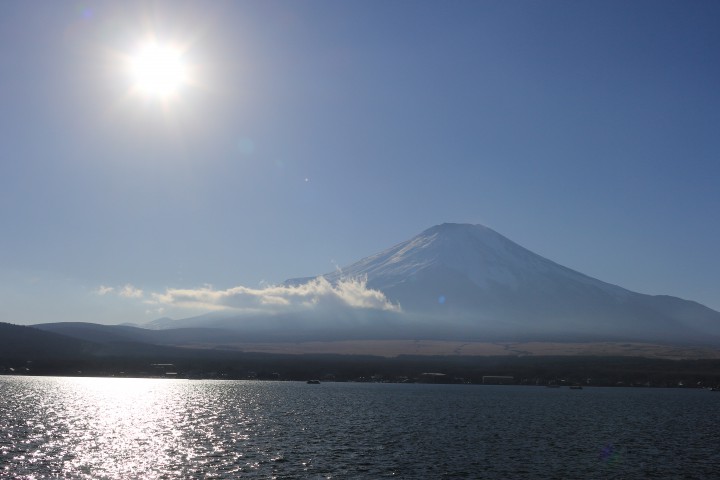 山中湖、親水公園からの富士山です