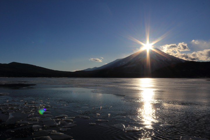 山中湖からのダイヤモンド富士。PM4時30分！