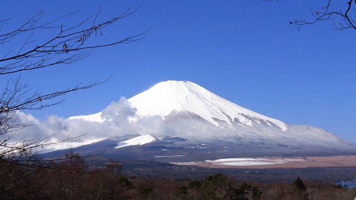 富士山が真っ白でした