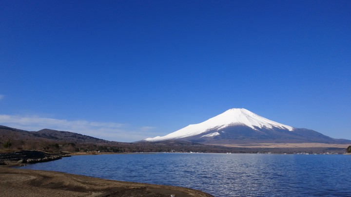 今日の山中湖は最高の晴天でした。富士山くっきりです。