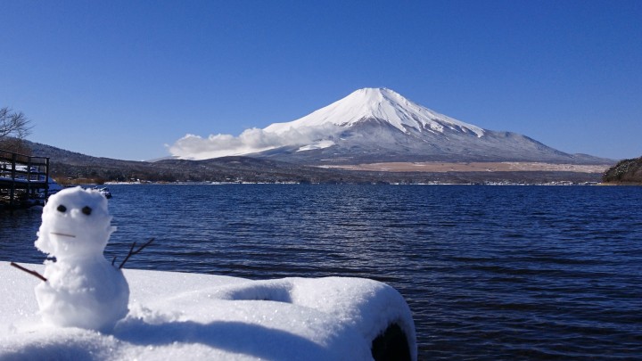 富士山と雪だるま